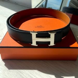 Hermès belt 70cm Black Brown Reversible